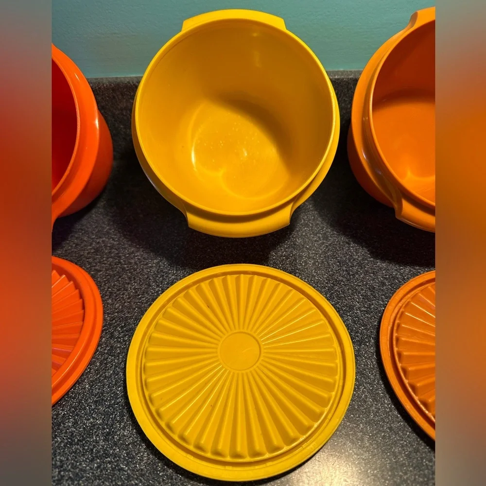 Tupperware 8-Piece Servalier & Seal-N-Serve Combo Set Harvest Colors With Lids